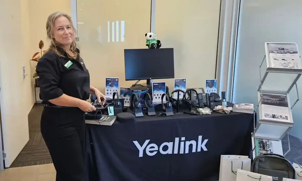 Yealink communications hardware stand at Elite Open Day 2026 Hamilton