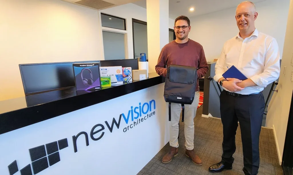 Jason from New Vision Architecture winning 3rd place prize at Elite Open Day & Tech Showcase 2026